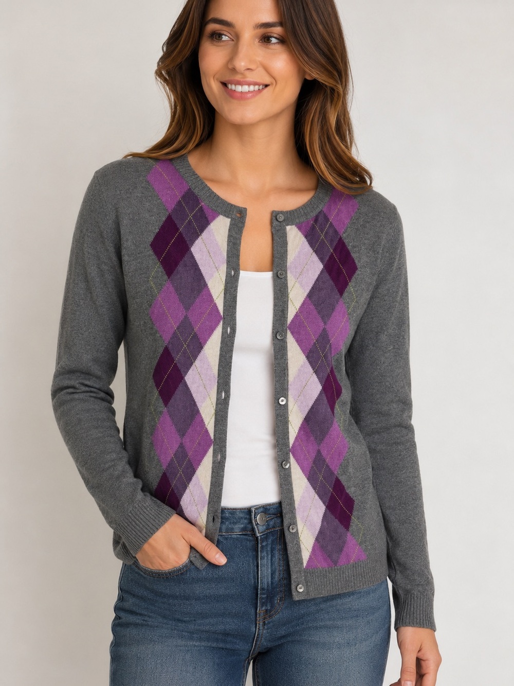 Merona Argyle Cardigan Sweater – Women’s Small